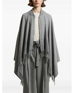 Peserico Cape Mit Fransen - Grau