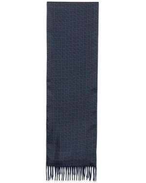 Ferragamo Écharpe Frangée À Motif Géométrique - Blue