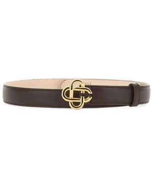 CASABLANCA Logo-Buckle Leather Belt - White