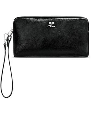 Courreges Naplack Logo-Plaque Mini Bag - Black