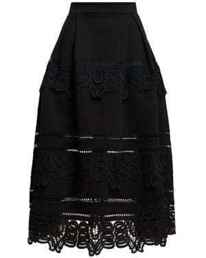 Essentiel Antwerp Kommon Lace-Border Box-Pleat Full Midi Skirt - Black
