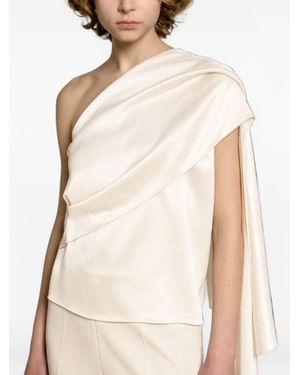 Alberta Ferretti One-Shoulder Draped Blouse - White