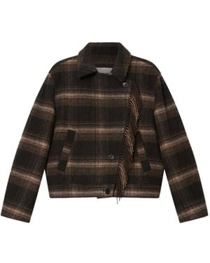 Isabel Marant Check Fringe-Trim Jacket - Black