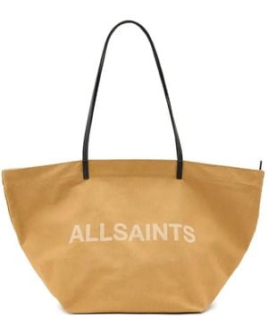 AllSaints Logo-Plaque Tote Bag - Natural