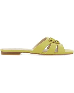 Pinko Marli 09 Leather Flat Sandals - Yellow
