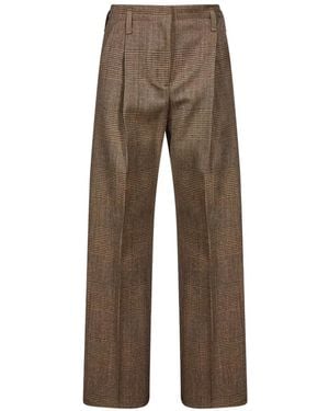 Antonelli Prince Of Wales Check Pleated Trousers - Naturel