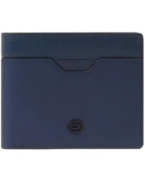 Piquadro Flip-Up Id-Window Leather Wallet - Blue
