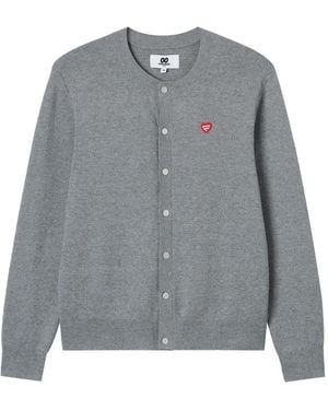 Chocoolate Cárdigan Con Corazón Bordado - Gris