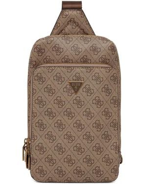 Guess Milano Monogram Zip Messenger Bag - Brown