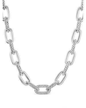David Yurman Sterling Dy Madison Diamond Chain Necklace (11Mm) - White
