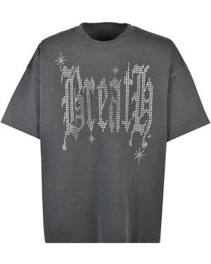BREATH Rhinestone-Embellished T-Shirt - Grey