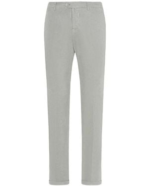Kiton Belt-Loop Logo-Patch Tailored Trousers - Grey