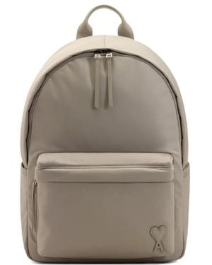 Ami Paris Marcel Padded Logo-Patch Backpack - Grey