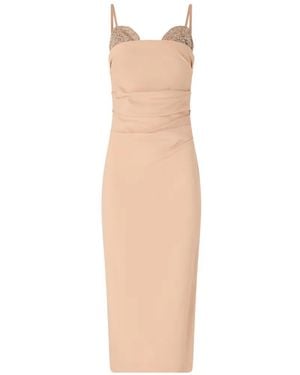 Pinko Slim-Fit Midi Dress With Jewel Embroidery - White