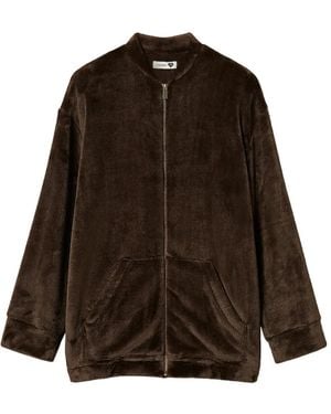 Twinset Robe De Chambre Courte En Fourrure Artificielle Avec Zip - Brown
