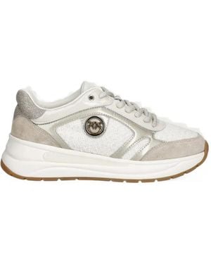 Pinko Glitter-Detail Love Birds Sneakers - White