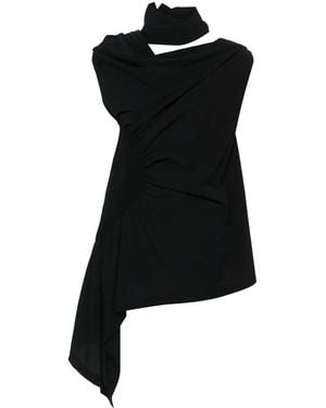 Issey Miyake Crepe Asymmetric Blouse - Black
