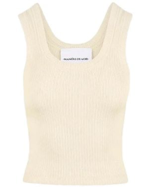 Manière De Voir Liane Scoop Neck Ribbed Vest - Blue