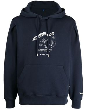 Adererror Logo-Print Drawstring Hoodie - Blue