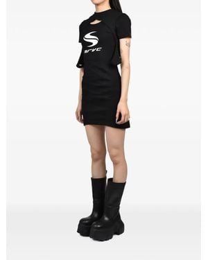 SRVC Studio Logo-Print Cut-Out Mini Dress - Black