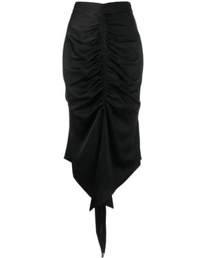 Alex Perry High-Waisted Ruched Midi Skirt - Black
