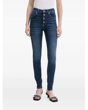 KARL LAGERFELD Button-Embellished Jeans - Blue