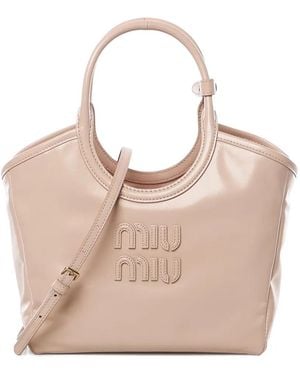 Miu Miu Top-Handle Logo Tote Bag - Natural