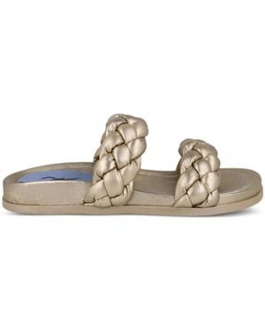 Blue Bird Shoes Braided Leather Slides - Metallic
