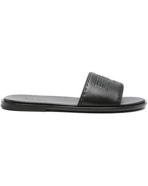 Fendi Roma Embossed-logo Leather Sandals - ブラック