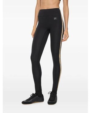 Burberry Stretch Nylon Legging Met Geruite Afwerking - Blauw