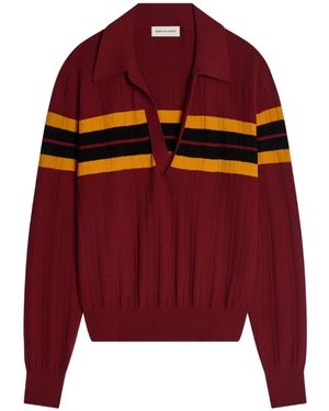 Dries Van Noten Gestreept Poloshirt - Rood