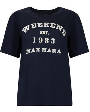 Weekend by Maxmara Logo-Print Cotton T-Shirt - Blue