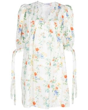 Hunter Bell Paige Floral-Print Pintucked Mini Dress - White