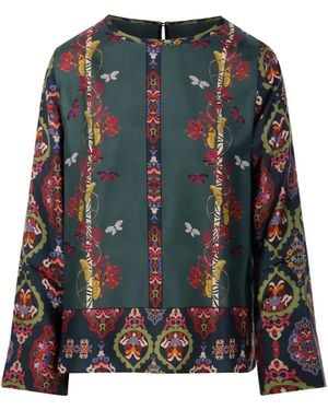 Franco Ferrari Floral Butterflies Print Blouse - Black