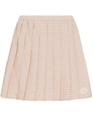 Moncler Gingham Pleated Skirt - Natural
