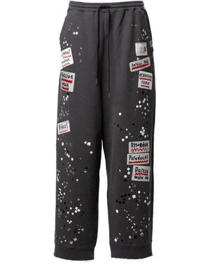 Maison Mihara Yasuhiro Stud-Embellished Patch-Detail Track Trousers - Grey