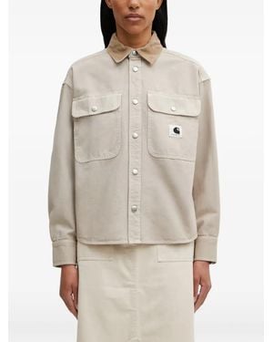 Carhartt Prescott Corduroy-Collar Logo-Patch Jacket - Natural
