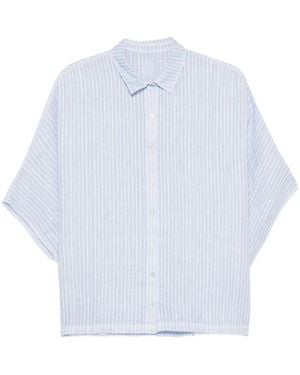 120% Lino Stripe-Pattern Shirt - White