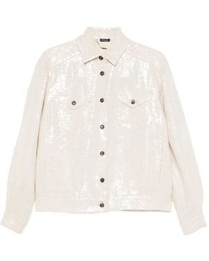 Kiton Sequin-Embellished Button-Up Jacket - White