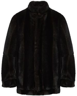 MM6 by Maison Martin Margiela Faux-Fur High-Collar Jacket - Black