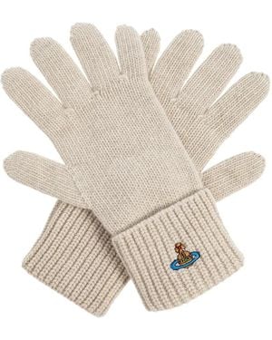 Vivienne Westwood Logo Wool Gloves - White
