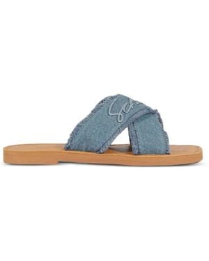 SCHUTZ SHOES Ausgefranste Sandalen Mit Überkreuzten Riemen - Blau