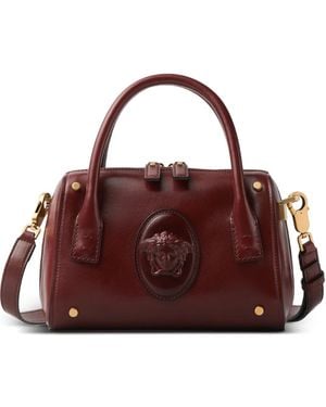 Versace Roomy Small Leather Boston Bag - Purple