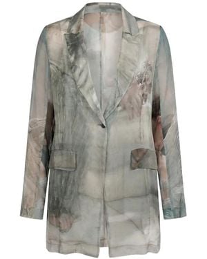 Masnada Graphic-Print Unlined Blazer - Gray