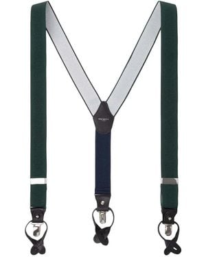 Hackett Leather-Trim Ribbed Braces - White