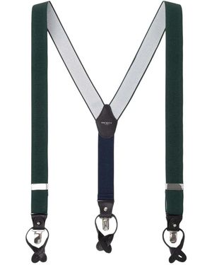 Hackett Leather-Trim Ribbed Braces - White