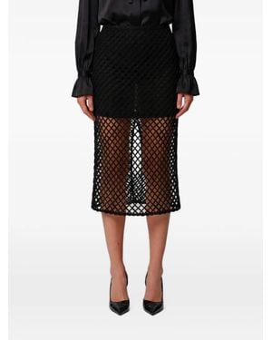 SUTTON NEW YORK Mesh Pencil Midi Skirt - Black