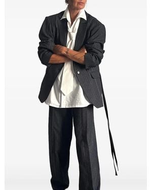 Isabel Benenato Blazer Met Krijtstreep En Dubbele Rij Knopen - Blauw