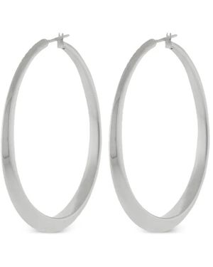 Sidney Garber 18K Oval Hoop Earrings - White