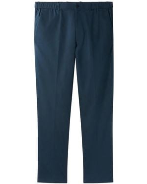 Calvin Klein Elasticated-Waistband Pressed-Crease Trousers - Blue